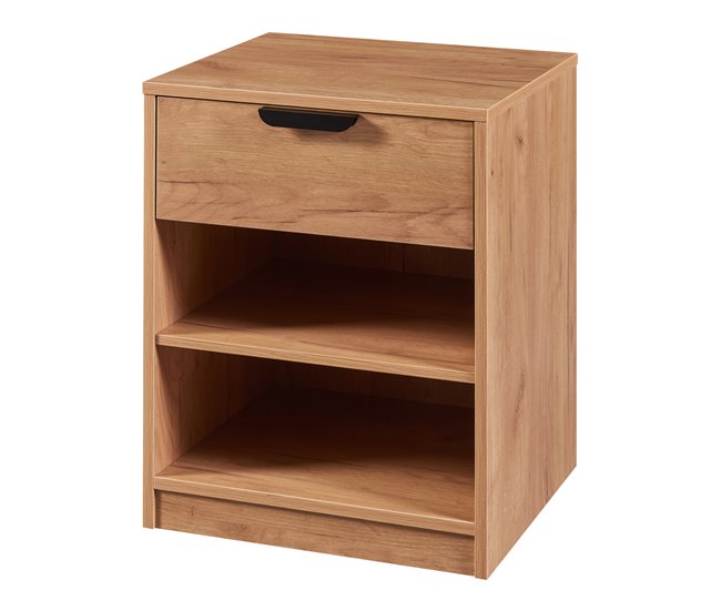 Conforama Mesita de noche Varkaus con cajón MDF 55x43x40 cm - Roble [en.casa]