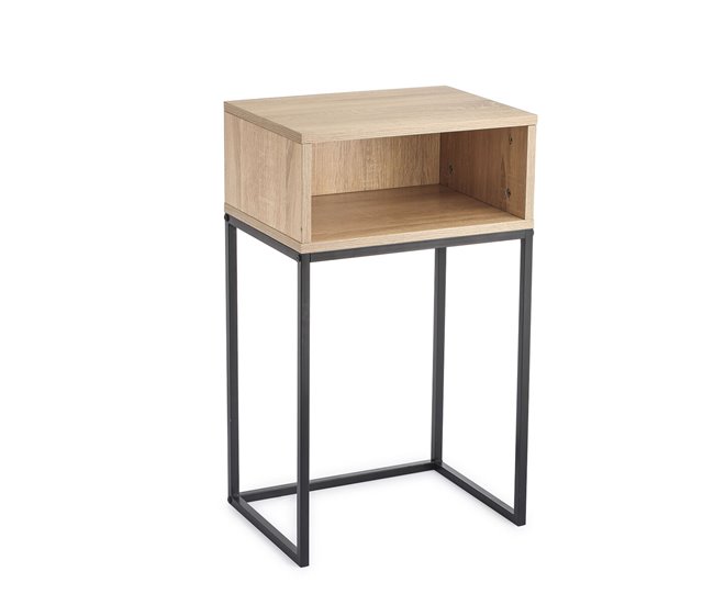 Conforama Mesita de Noche Vinthera Moa Natural Metal 40 x 30 x 68 cm