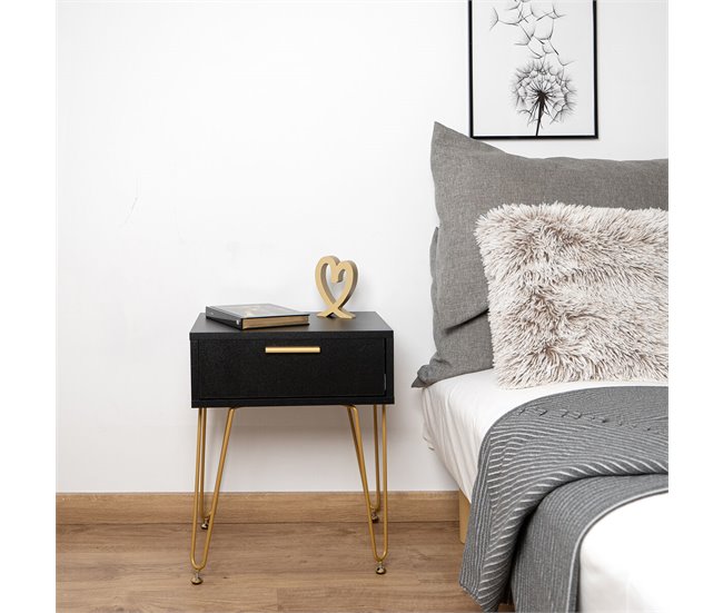 Conforama Mesita De Noche Vinthera Moa Negro Plástico 40 X 30 X 50 Cm