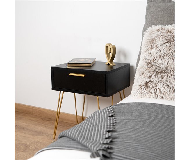 Conforama Mesita De Noche Vinthera Moa Negro Plástico 40 X 30 X 50 Cm