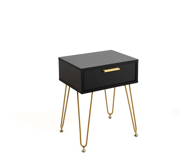 Conforama Mesita de Noche Vinthera Moa Negro Plástico 40 x 30 x 50 cm