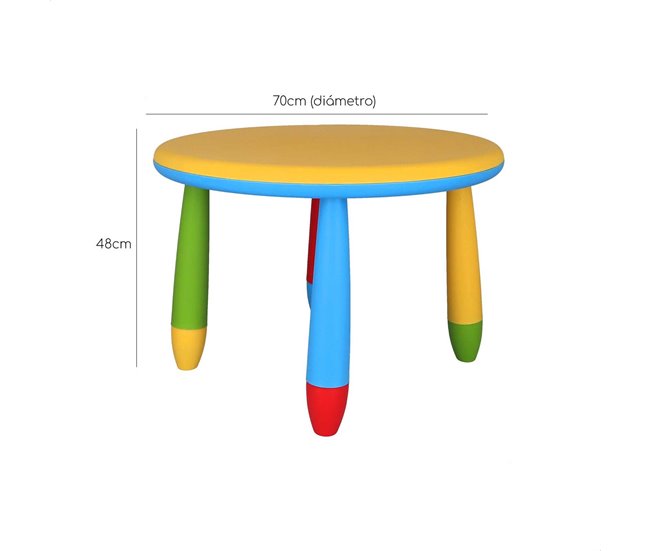 Conforama Mesita Infantil Redonda Amarilla En Plástico Ø70 X H.48cm