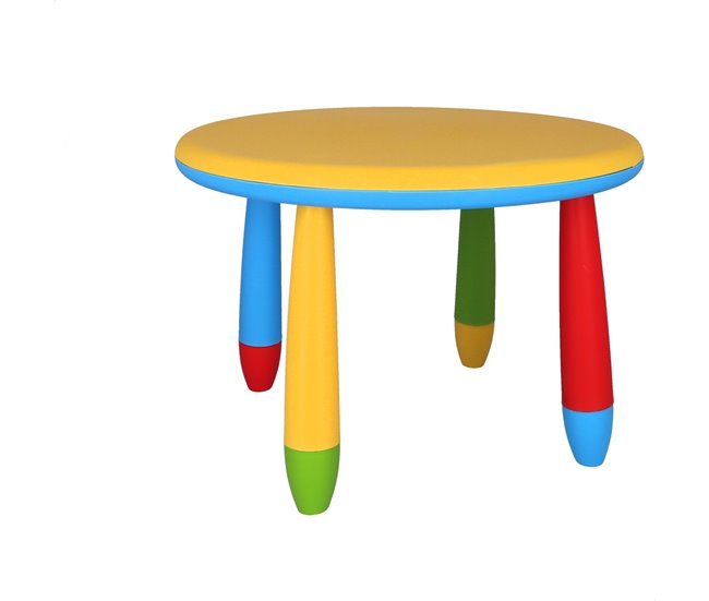 Conforama Mesita Infantil Redonda Amarilla En Plástico Ø70 X H.48cm