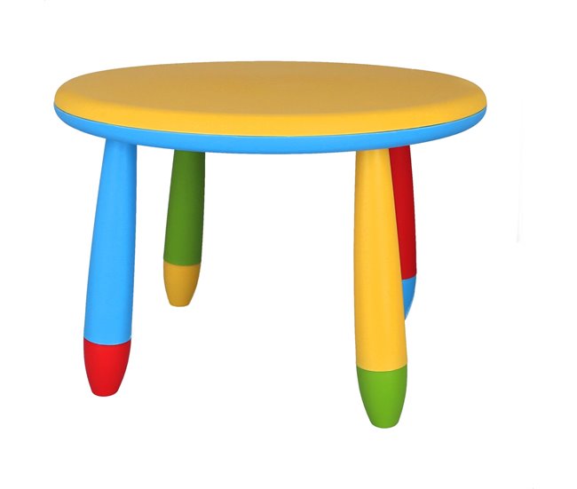 Conforama Mesita infantil redonda amarilla en plástico Ø70 x H.48cm