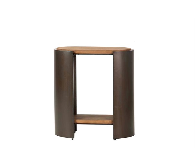 Conforama Mesita Madera Metal Marron Negro 62x34x71 Cm