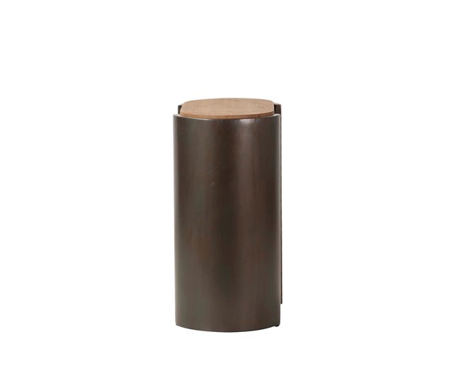 Conforama Mesita Madera Metal Marron Negro 62x34x71 Cm
