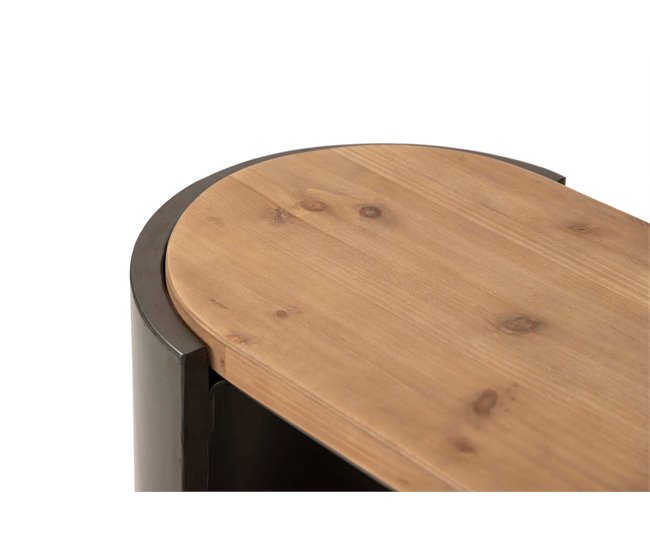 Conforama Mesita Madera Metal Marron Negro 62x34x71 Cm