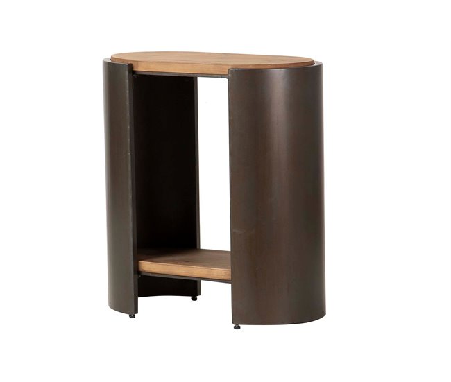 Conforama Mesita Madera Metal Marron Negro 62x34x71 Cm