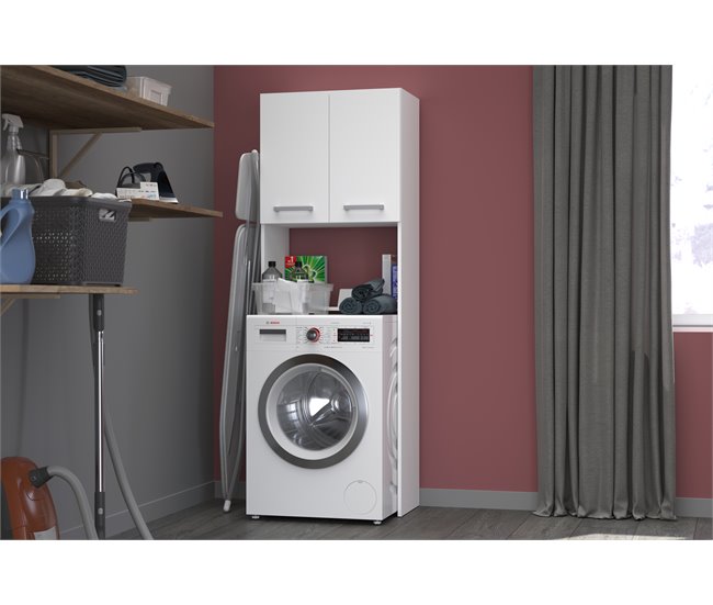 Conforama Módulo Alto UNO Para Lavadora 64cm 2 Puertas Blanco Mate