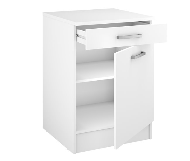 Conforama Módulo Bajo UNO De 60cm 1 Puerta Y 1 Cajón Blanco Mate