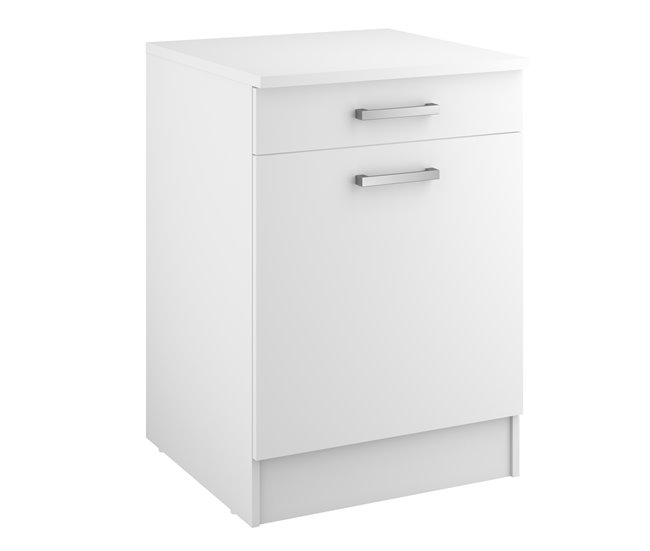 Conforama Módulo Bajo UNO De 60cm 1 Puerta Y 1 Cajón Blanco Mate