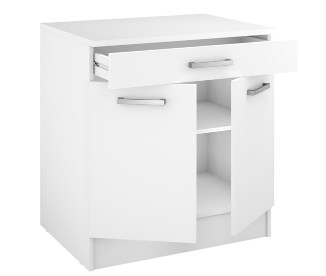 Conforama Módulo Bajo UNO De 80cm 2 Puertas Y 1 Cajón Blanco Mate