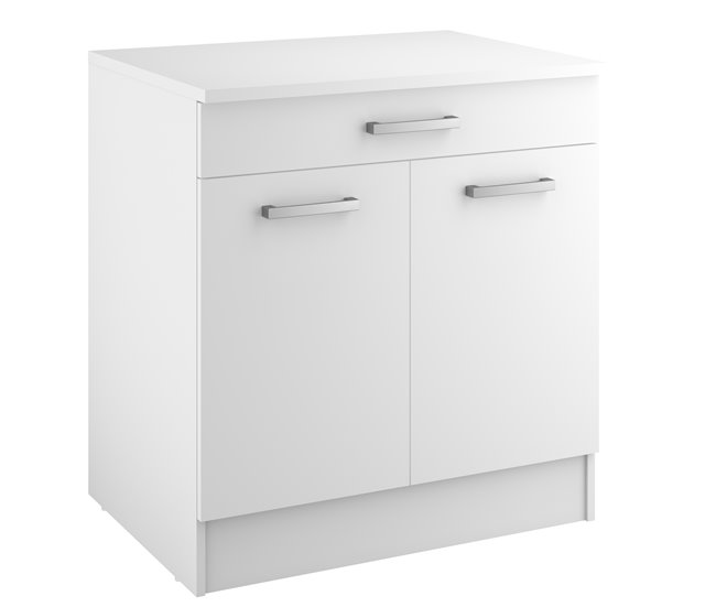 Conforama Módulo Bajo UNO De 80cm 2 Puertas Y 1 Cajón Blanco Mate