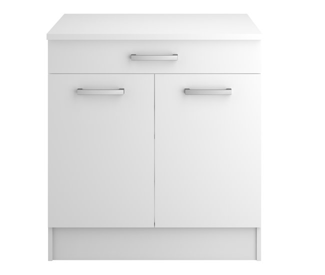 Conforama Módulo bajo UNO de 80cm 2 puertas y 1 cajón blanco mate