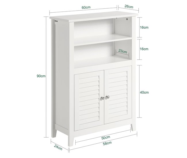 Conforama Mueble Auxiliar Para Baño Armario De Baño Organizador Con 2 Estantes Y 2 Puertas BZR13-W SoBuy