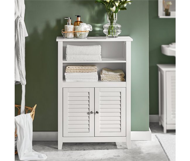 Conforama Mueble Auxiliar Para Baño Armario De Baño Organizador Con 2 Estantes Y 2 Puertas BZR13-W SoBuy