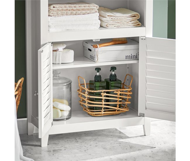 Conforama Mueble Auxiliar Para Baño Armario De Baño Organizador Con 2 Estantes Y 2 Puertas BZR13-W SoBuy