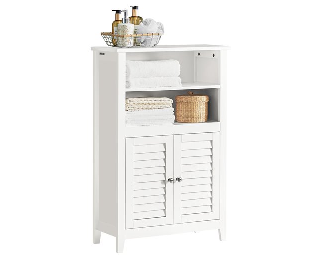 Conforama Mueble Auxiliar para baño Armario de baño Organizador con 2 estantes y 2 Puertas BZR13-W SoBuy