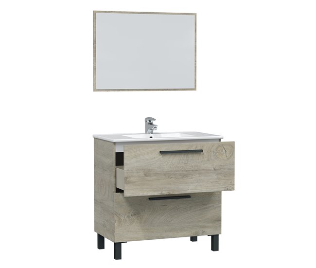 Conforama Mueble Baño Alise 2 Cajones Espejo Sin Lavabo Alaska