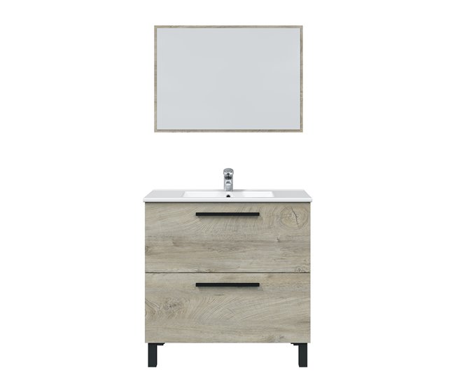 Conforama Mueble Baño Alise 2 Cajones Espejo Y Lavabo Alaska