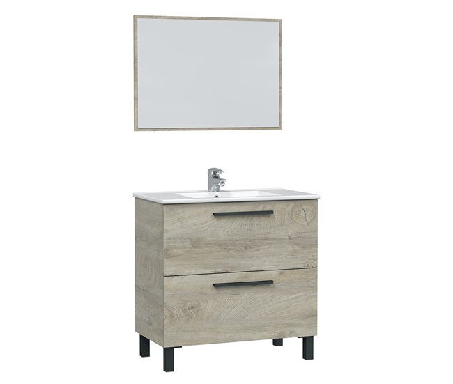 Conforama Mueble baño Alise 2 cajones espejo y lavabo Alaska