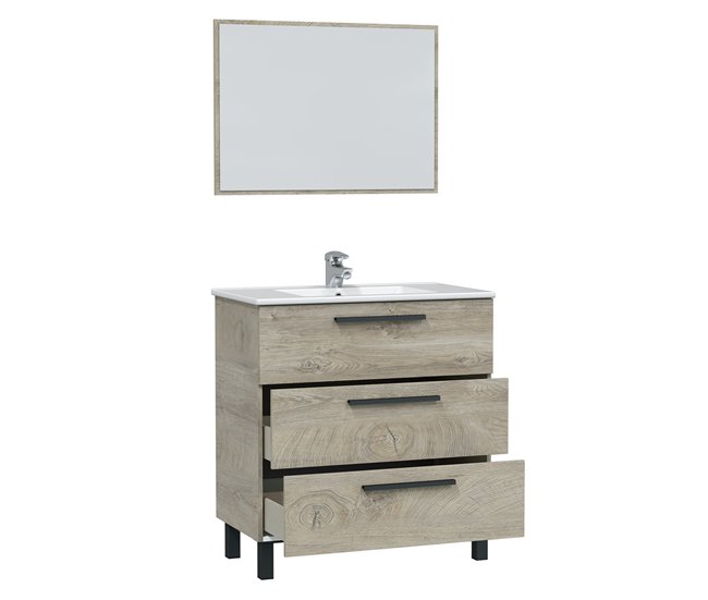 Conforama Mueble Baño Alise 3 Cajones Espejo Sin Lavabo Alaska