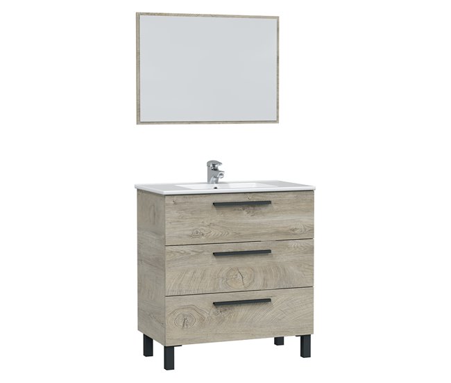 Conforama Mueble baño Alise 3 cajones espejo sin lavabo Alaska