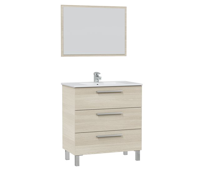 Conforama Mueble baño Alise 3 cajones espejo sin lavabo Roble