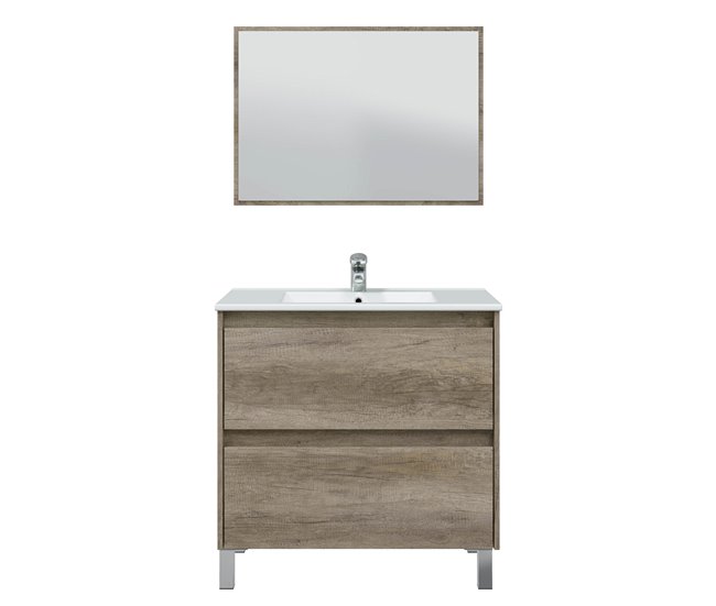 Conforama Mueble Baño Devin 2 Cajones Espejo Sin Lavabo Nordik