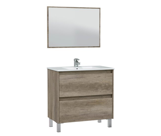 Conforama Mueble baño Devin 2 cajones espejo sin lavabo Nordik
