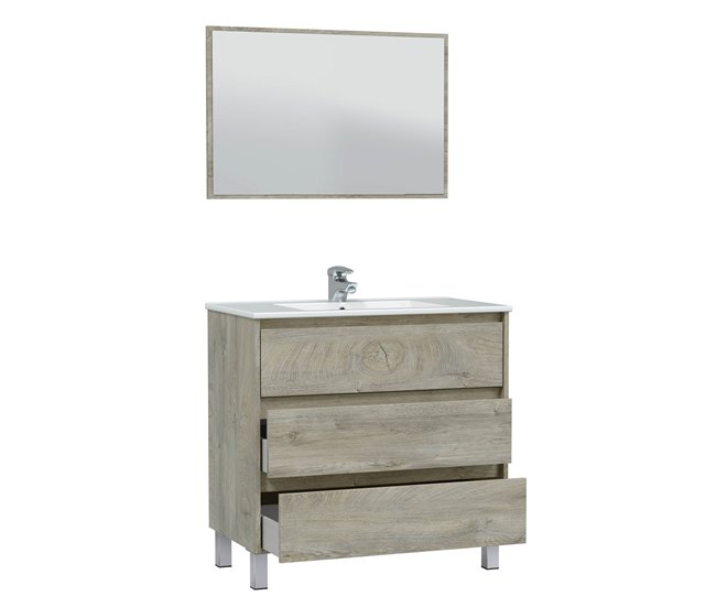 Conforama Mueble Baño Devin 3 Cajones Espejo Sin Lavabo Alaska