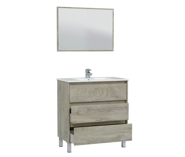 Conforama Mueble Baño Devin 3 Cajones Espejo Sin Lavabo Alaska