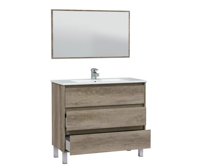 Conforama Mueble Baño Devin 3 Cajones Espejo Sin Lavabo Nordik