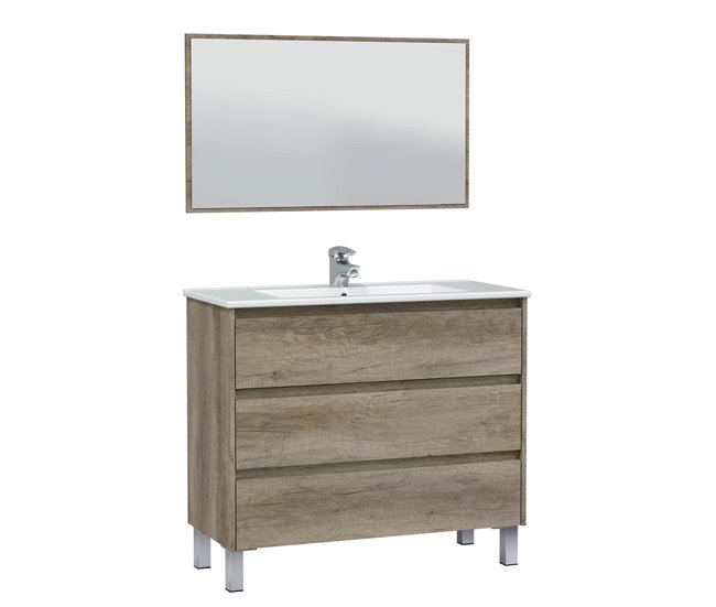 Conforama Mueble baño Devin 3 cajones espejo sin lavabo Nordik