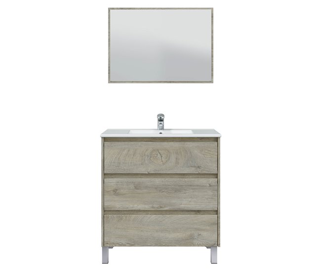 Conforama Mueble Baño Devin 3 Cajones Espejo Y Lavabo PMMA Alaska