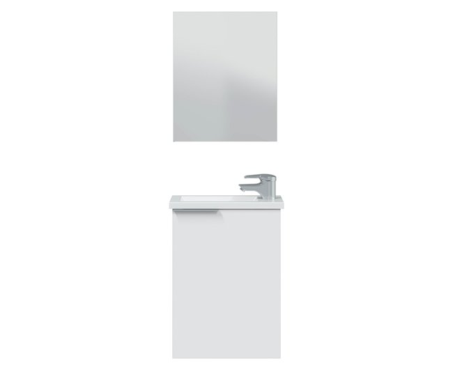 Conforama Mueble Baño Elsa 1 Puerta Espejo Y Lavabo Blanco Brillo