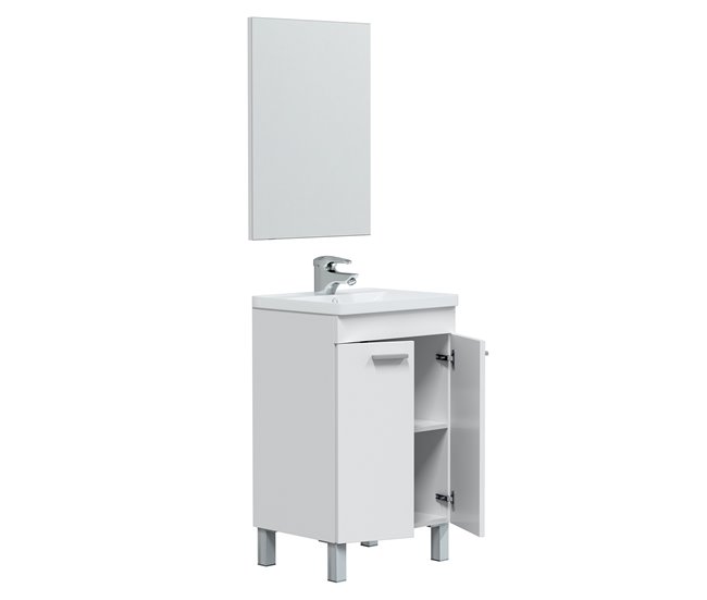 Conforama Mueble Baño Levis 2 Puertas Espejo Sin Lavabo Blanco Brillo