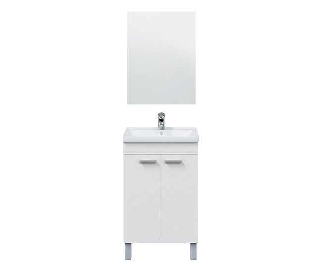 Conforama Mueble Baño Levis 2 Puertas Espejo Sin Lavabo Blanco Brillo