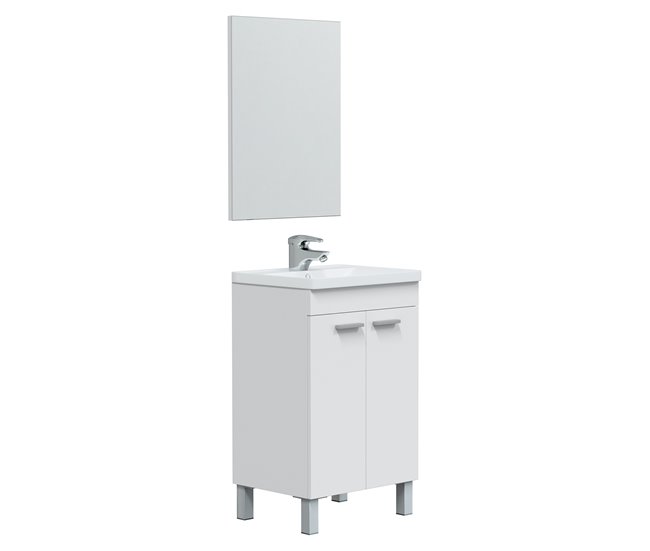 Conforama Mueble baño Levis 2 puertas espejo sin lavabo Blanco brillo
