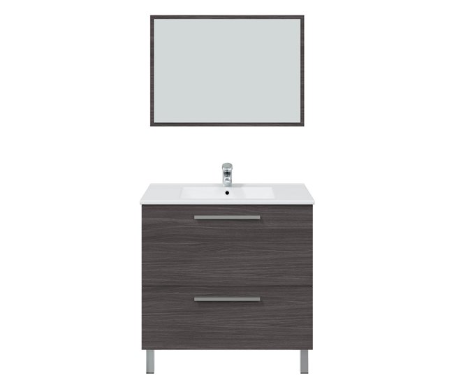 Conforama Mueble Baño Luis 1 Cajón 1 Puerta Espejo Sin Lavabo Gris Ceniza