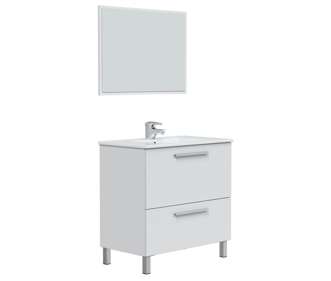 Conforama Mueble baño Luis 1 cajón 1 puerta espejo sin lavabo Blanco brillo