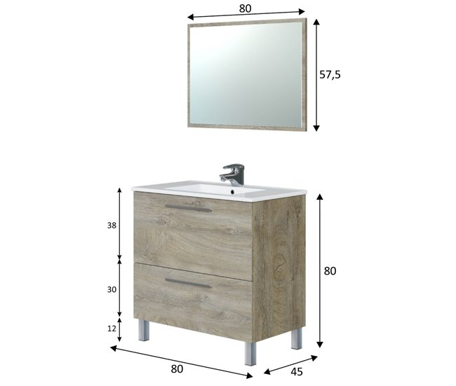 Conforama Mueble Baño Luis 1 Cajón 1 Puerta Espejo Y Lavabo Alaska