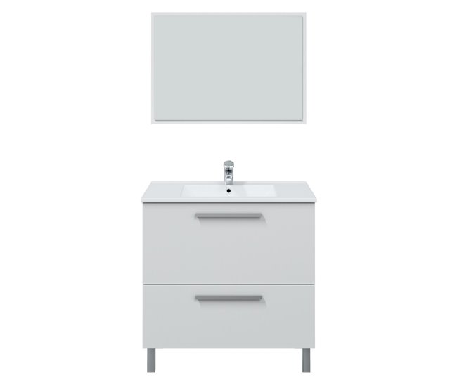Conforama Mueble Baño Luis 1 Cajón 1 Puerta Espejo Y Lavabo Blanco Brillo