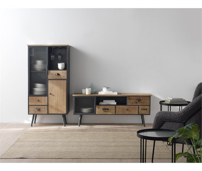 Conforama Mueble Bar Expositor De Metal Con Sobre De Madera