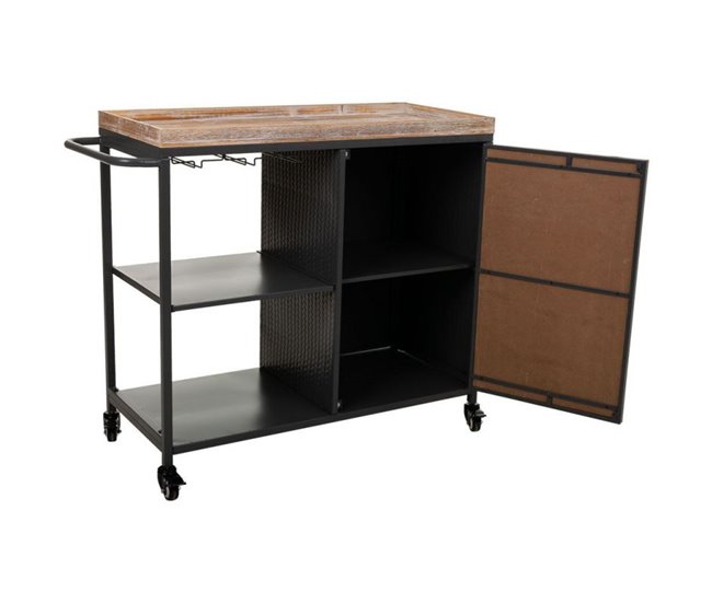 Conforama Mueble Botellero Con Ruedas De Madera Y Metal De Una Balda Y Una Puerta Gris 100x40x83 5h Cm