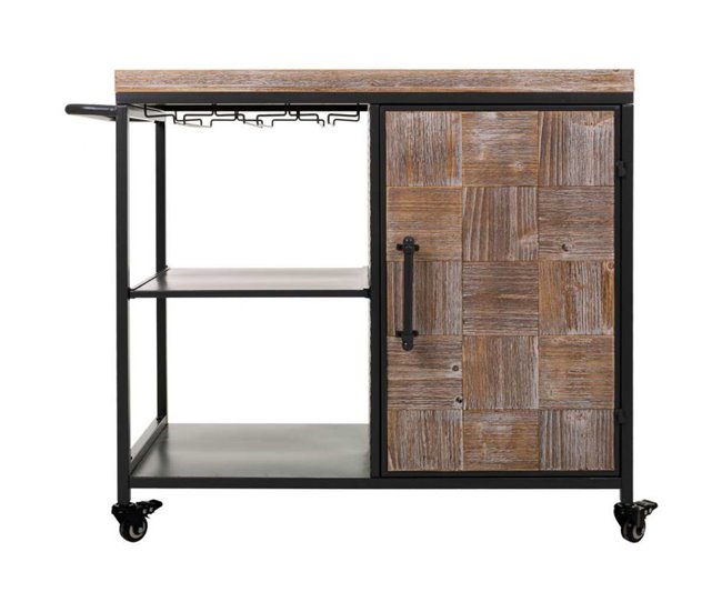 Conforama Mueble Botellero Con Ruedas De Madera Y Metal De Una Balda Y Una Puerta Gris 100x40x83 5h Cm