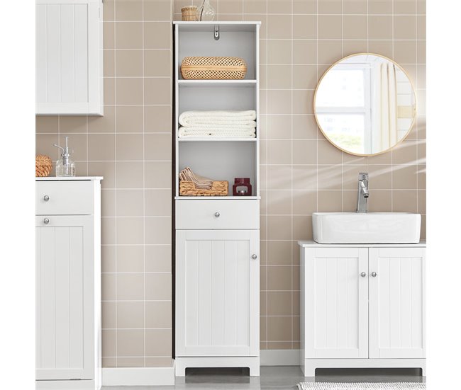 Conforama Mueble Columna De Baño Armario Alto Baño 161 X 40 X 35 Cm BZR17-W SoBuy ES