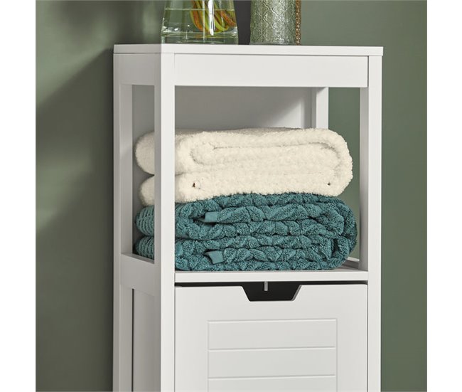 Conforama Mueble Columna De Baño Armario Para Baño - 1 Estante Y 2 Cajones FRG127-W SoBuy ES