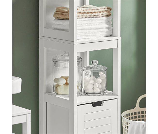 Conforama Mueble Columna De Baño Armario Para Baño-3 Estantes Y 2 Cajones FRG126-W SoBuy ES