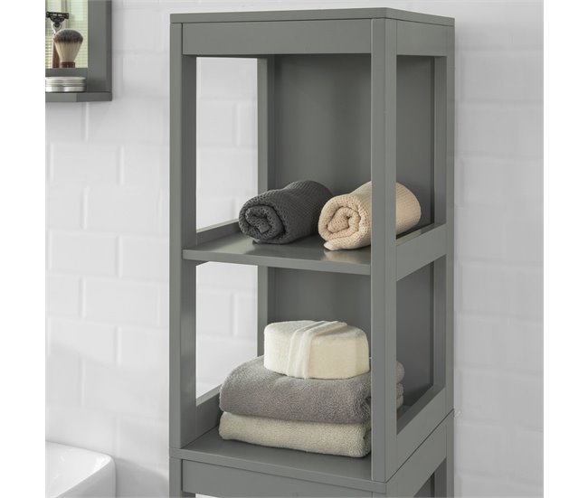 Conforama Mueble Columna De Baño Armario Para Baño-3 Estantes Y 2 Cajones Oscuro FRG126-SG SoBuy ES